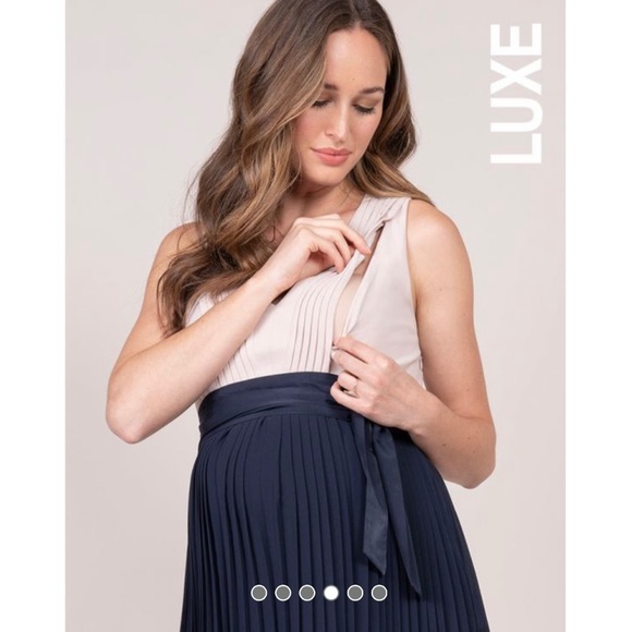 Seraphine Pleated Maternity/Nursing Dress - Picture 5 of 15